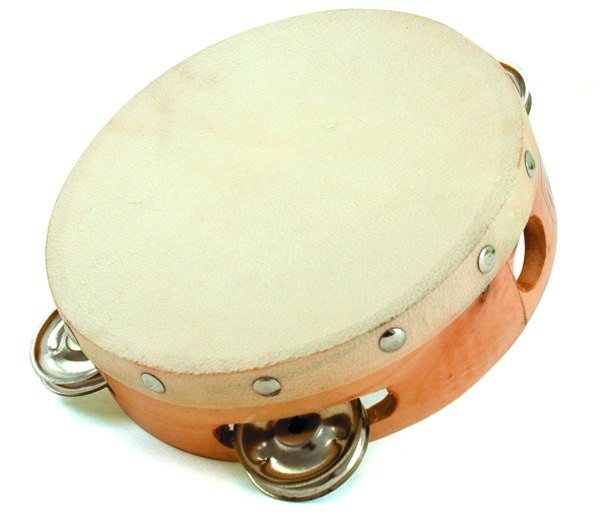 Tambourin, 4 paires de cymbalettes, peau naturelle ø 15 cm