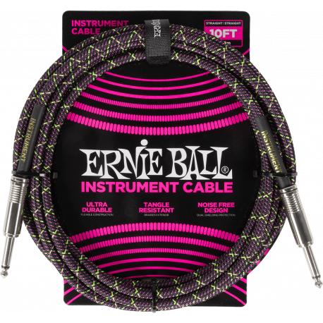 ERNIE BALL CABLE JACK/JACK COUDE 3M PURPLE PYTHON