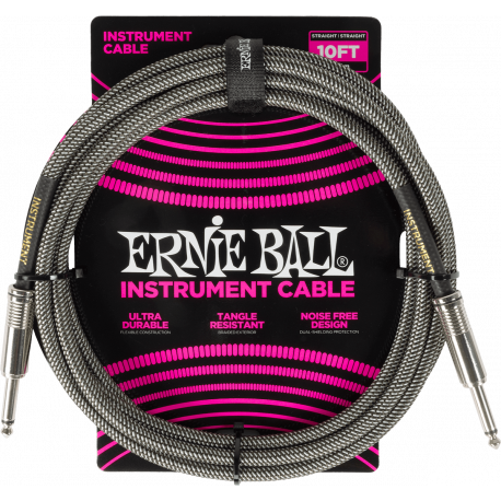 ERNIE BALL CABLE JACK/JACK COUDE 3M SILVER FOX